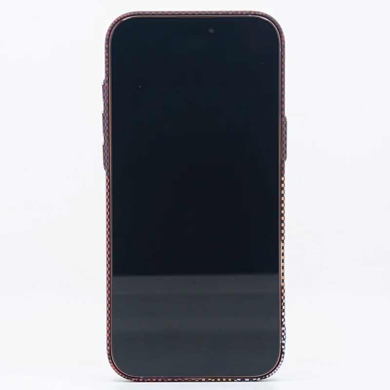 For iPhone 17 Pro Magnetic Case Carbon Fiber Texture Water Transfer PC Phone Cover - Emerald Green