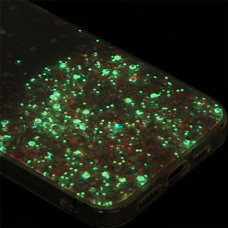 For iPhone 17 Pro Max Case Sparkle Sequins Luminous Epoxy TPU Phone Cover - Pink