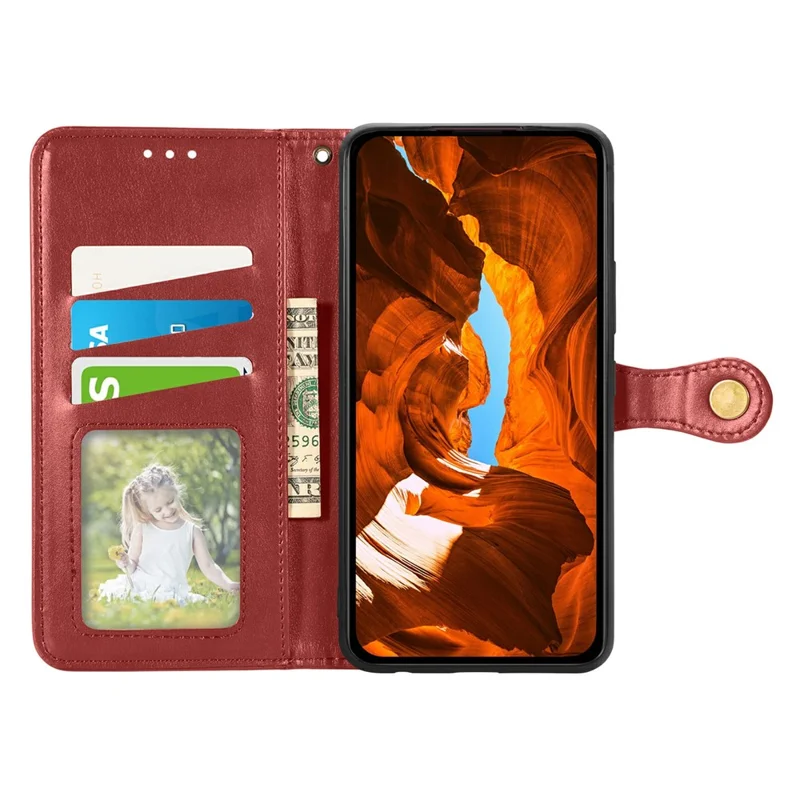 For iPhone 17 Pro Case Wallet Stand Leather Phone Cover with Wrist Strap - Red