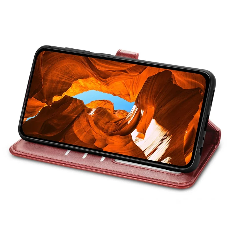 For iPhone 17 Pro Case Wallet Stand Leather Phone Cover with Wrist Strap - Red