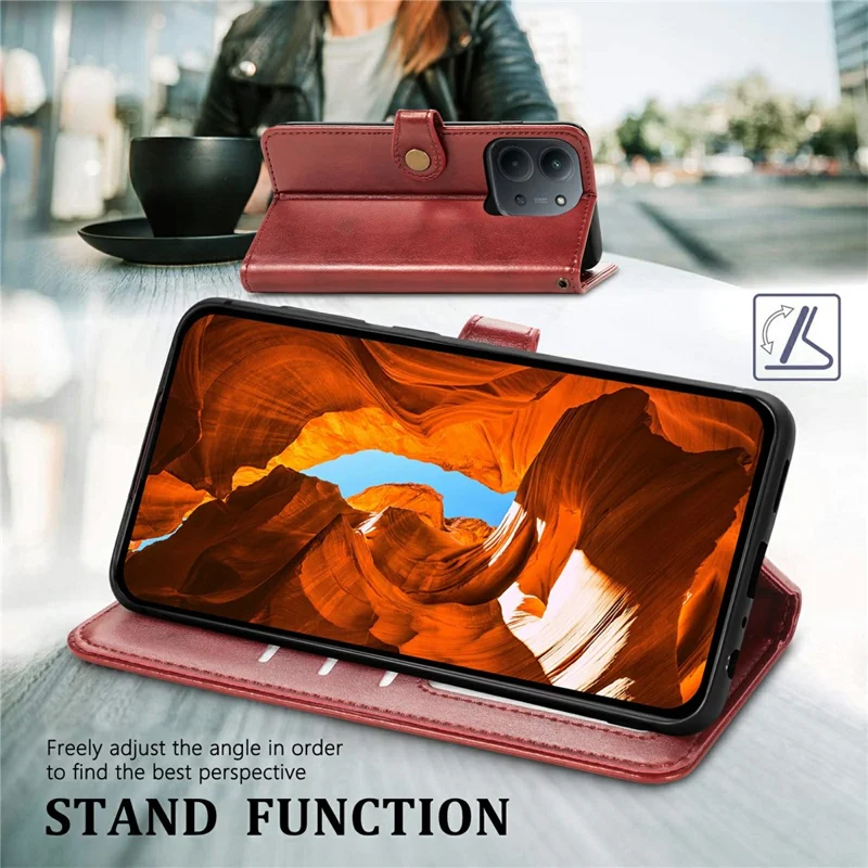 For iPhone 17 Pro Case Wallet Stand Leather Phone Cover with Wrist Strap - Red