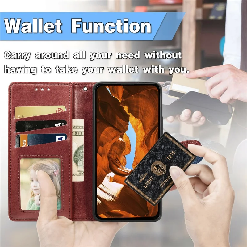 For iPhone 17 Pro Case Wallet Stand Leather Phone Cover with Wrist Strap - Red