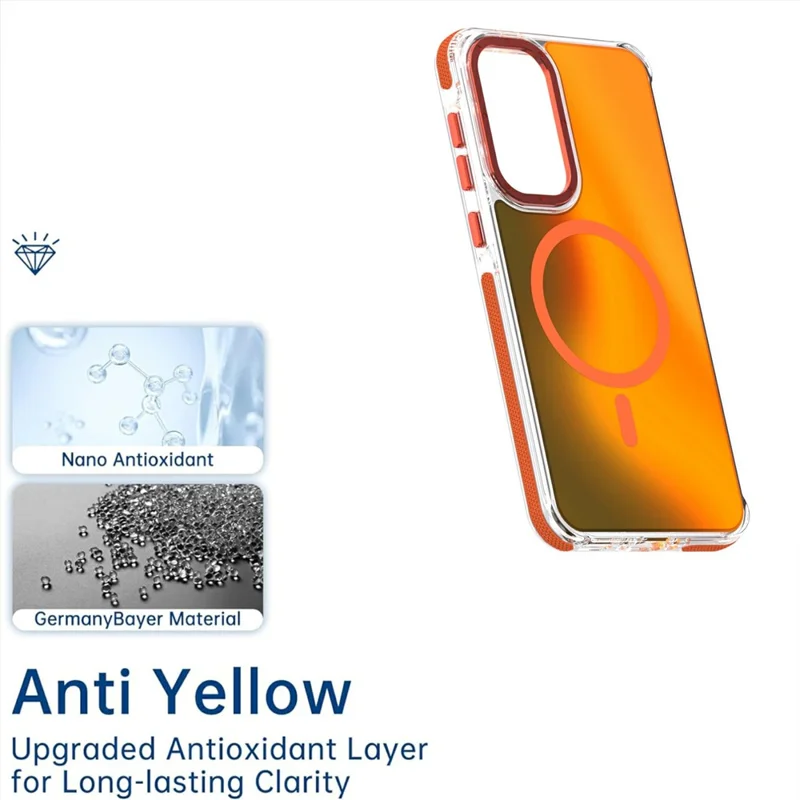 For Samsung Galaxy S24 Magnetic Case Cute Fluorescent Design TPU Acrylic Phone Back Cover - Orange
