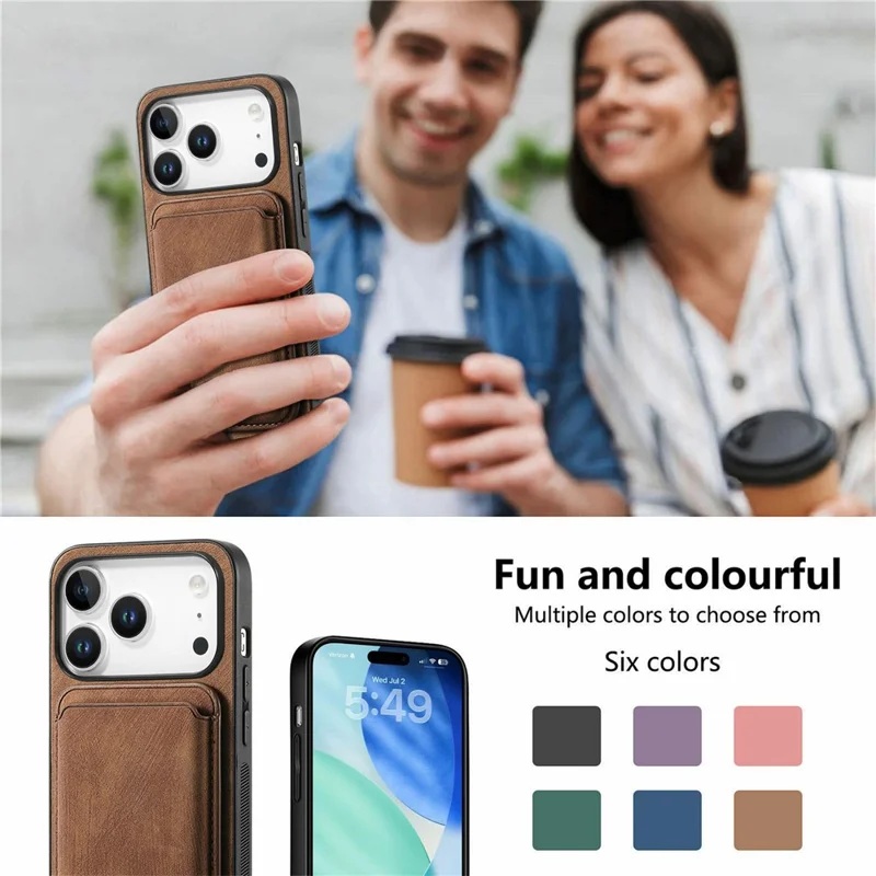 Til iPhone 17 Pro Case Retro Læder + TPU Telefonbeskyttelse med Aftagelig Kortholder - Brun