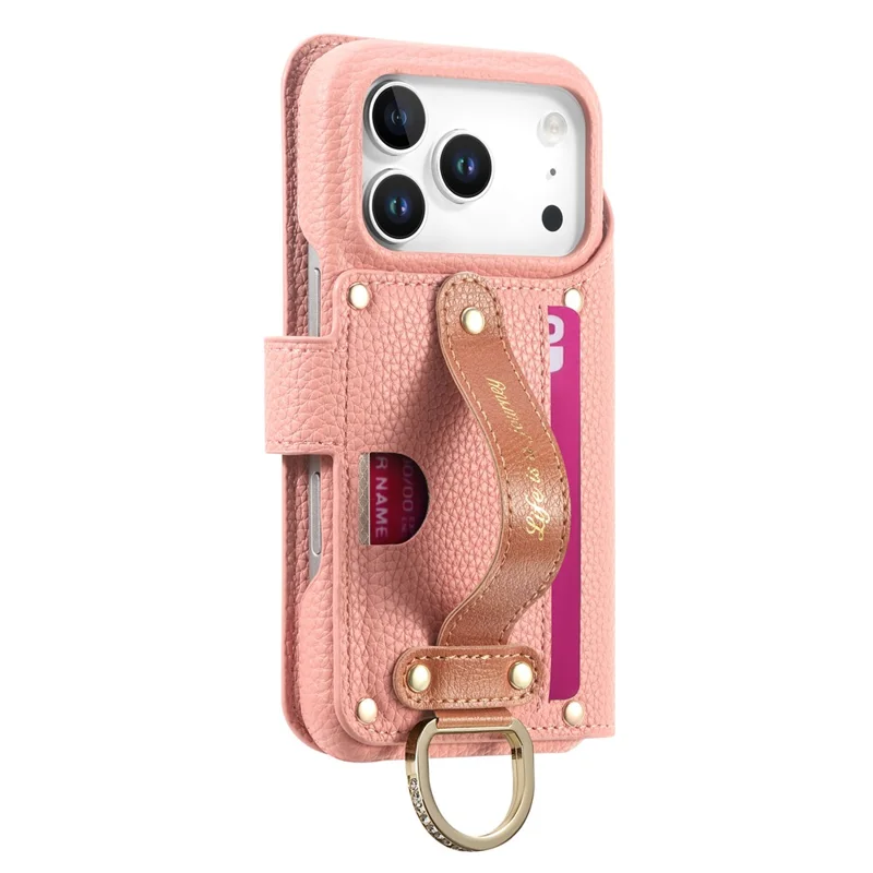 For iPhone 17 Pro Case RFID Blocking Zipper Wallet PU Leather Mobile Cover - Pink
