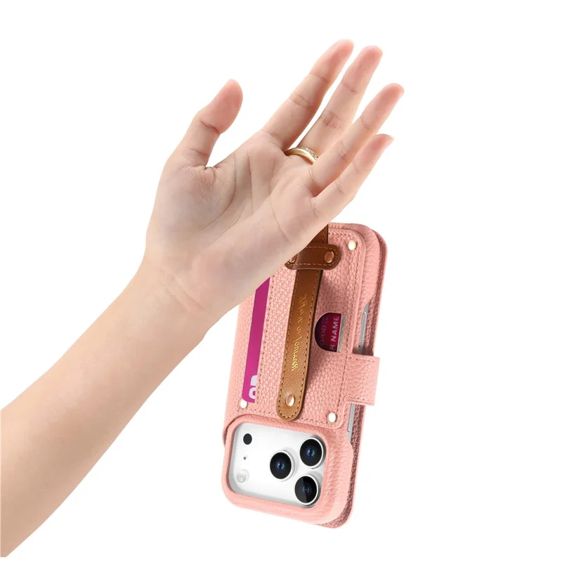 For iPhone 17 Pro Case RFID Blocking Zipper Wallet PU Leather Mobile Cover - Pink