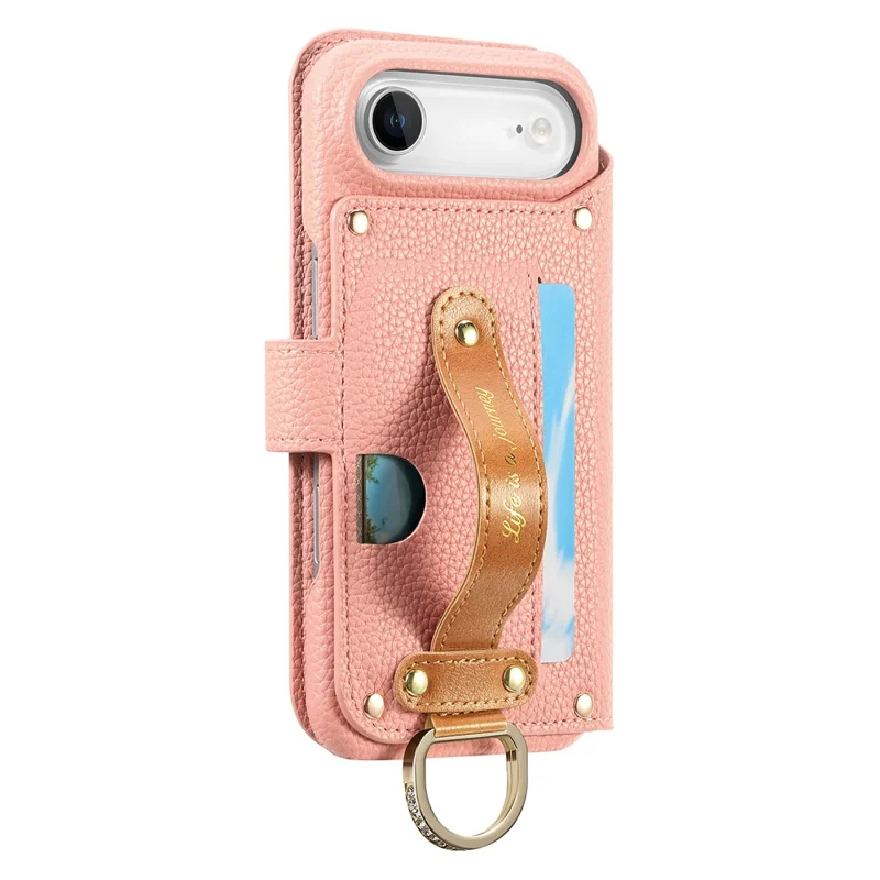 For iPhone Air Case RFID Blocking Zipper Wallet PU Leather Mobile Cover - Pink