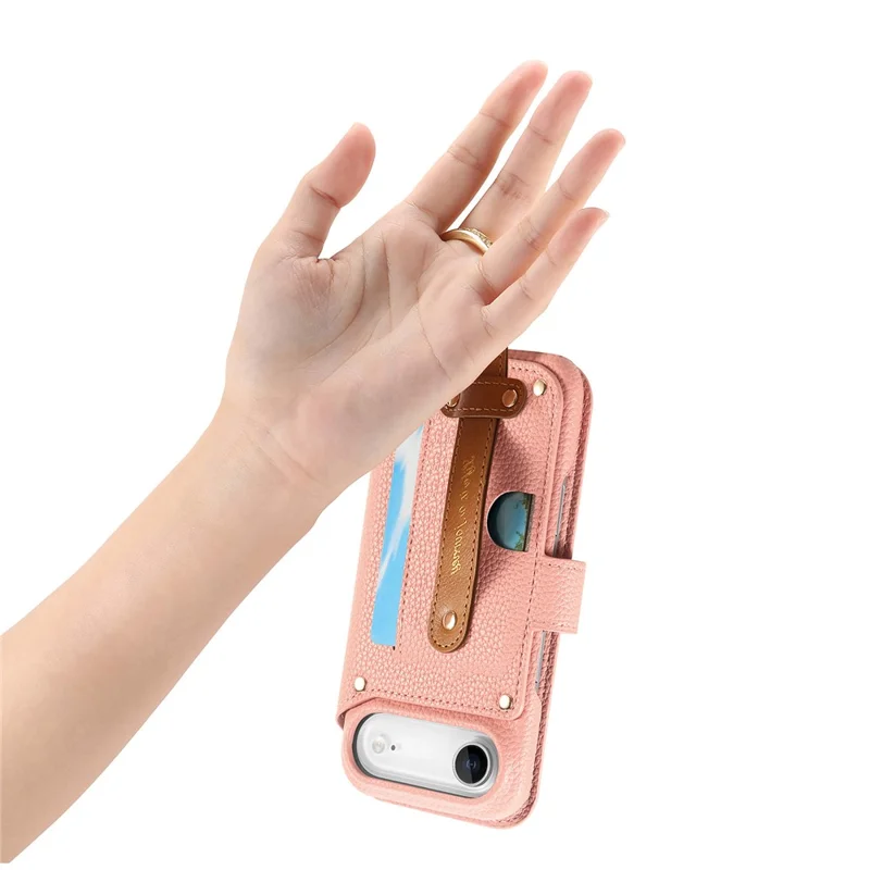 For iPhone Air Case RFID Blocking Zipper Wallet PU Leather Mobile Cover - Pink