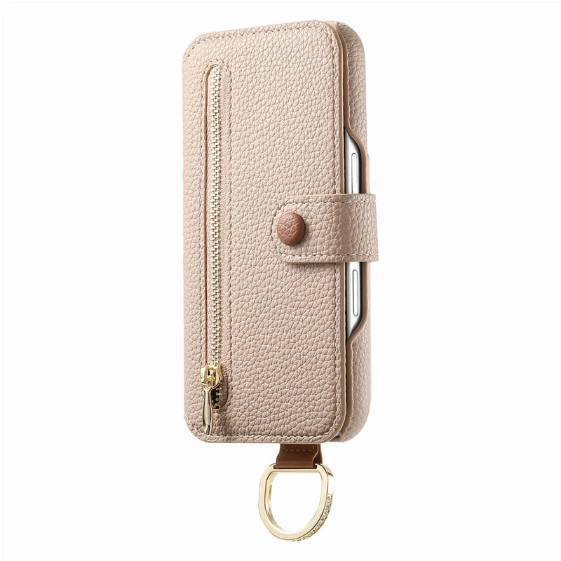 For iPhone 17 Case RFID Blocking Zipper Wallet PU Leather Mobile Cover - Khaki