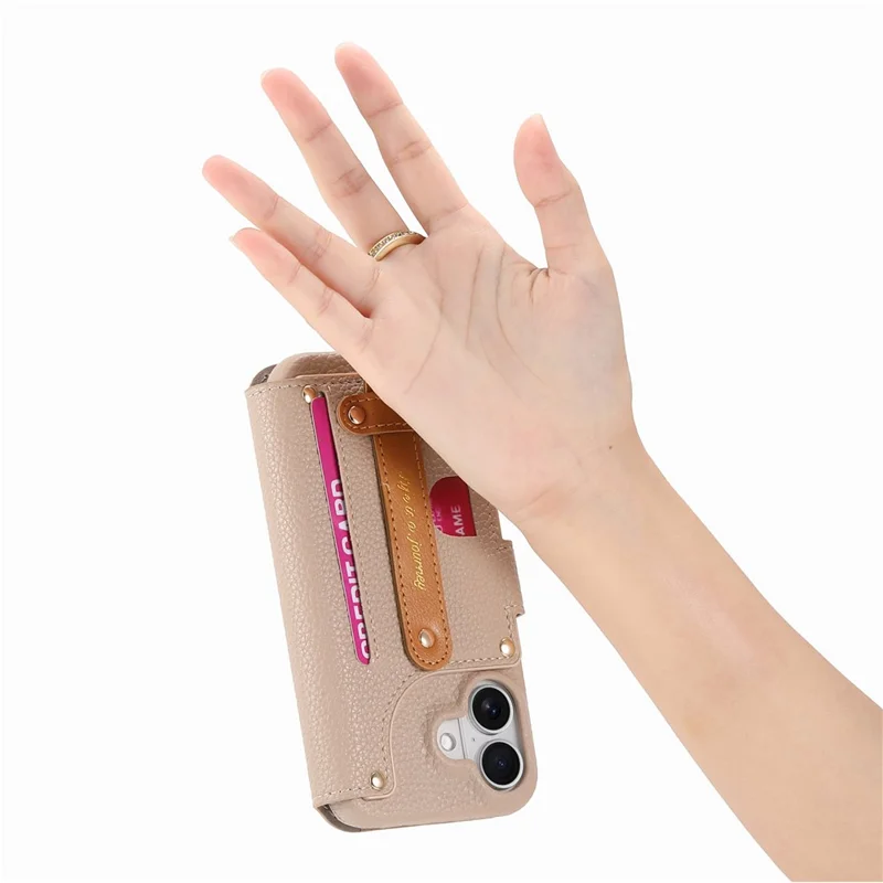 For iPhone 17 Case RFID Blocking Zipper Wallet PU Leather Mobile Cover - Khaki