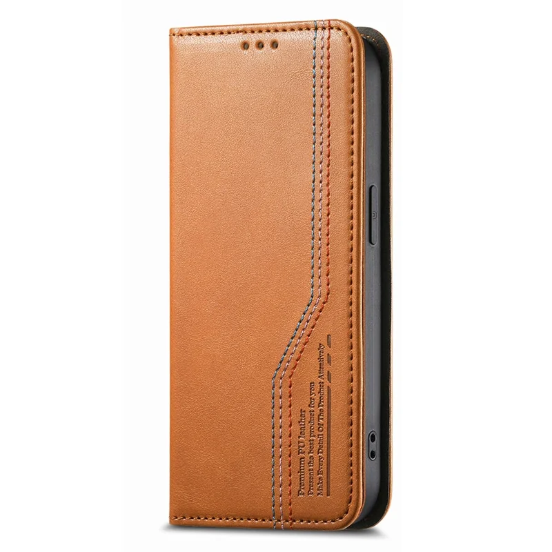 For iPhone Air Case Wallet Tri-Color Stitching Leather Phone Cover with Elastic Wristband - Brown