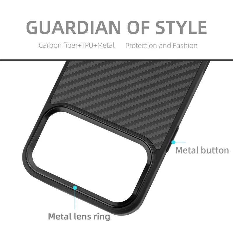 For iPhone 17 Pro Case Compatible with MagSafe Aramid Fiber TPU Phone Cover with Metal Lens Frame - Black