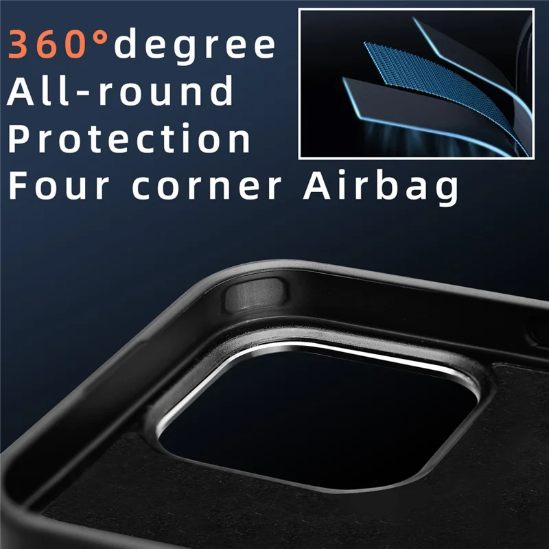 For iPhone 14 Pro Case Compatible with MagSafe Aramid Fiber TPU Phone Cover with Metal Lens Frame - Black