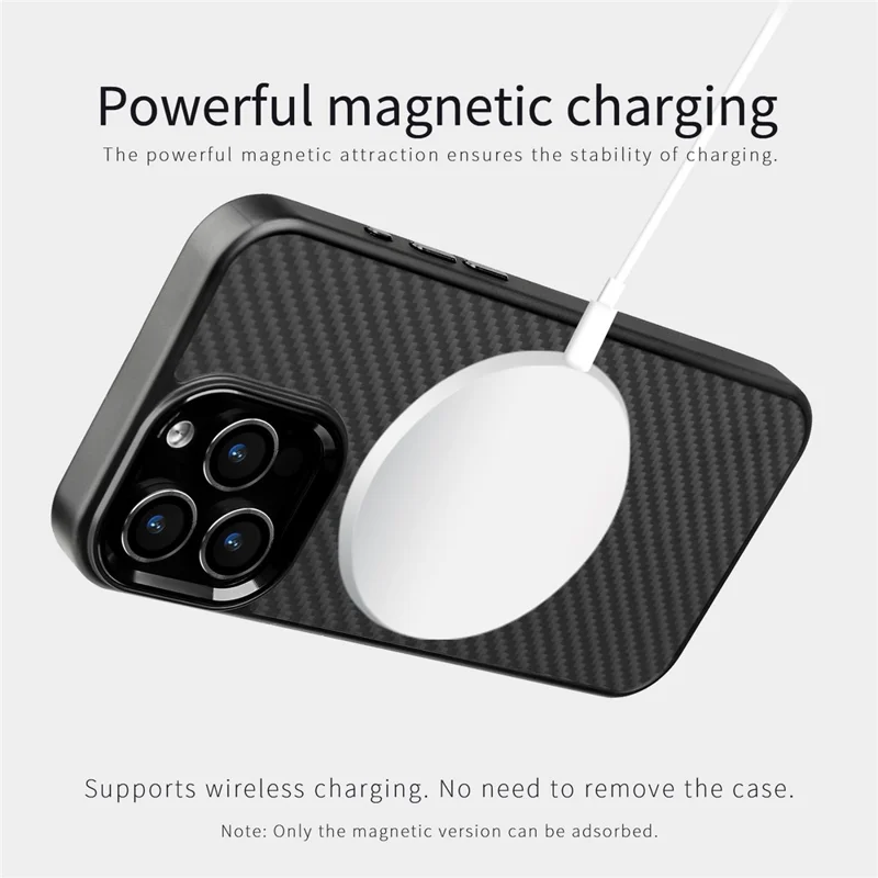 For iPhone 13 Pro Case Compatible with MagSafe Aramid Fiber TPU Phone Cover with Metal Lens Frame - Black