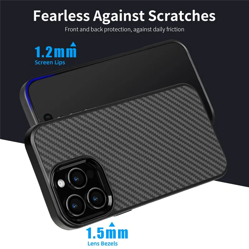 For iPhone 13 Pro Case Compatible with MagSafe Aramid Fiber TPU Phone Cover with Metal Lens Frame - Black