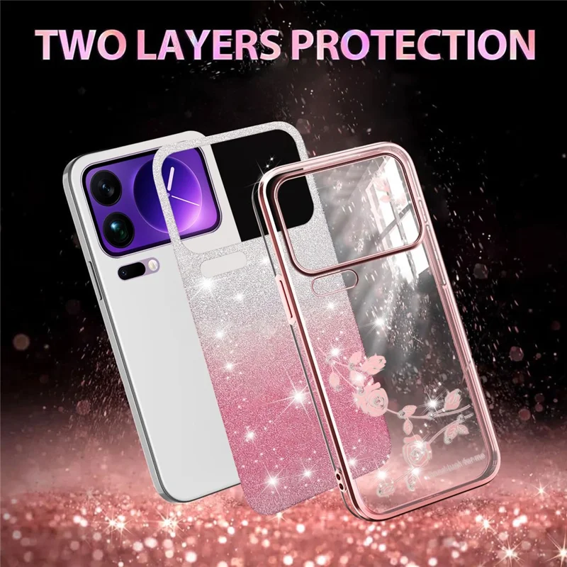 KADEM For Xiaomi 17 Pro Case Flower TPU Flexible Gradient Phone Cover - Pink