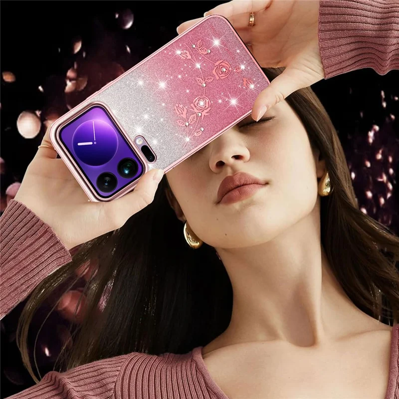 KADEM For Xiaomi 17 Pro Case Flower TPU Flexible Gradient Phone Cover - Pink