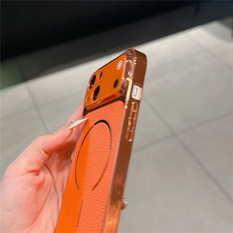 For iPhone 13 Electroplated Phone Case Transfer to 17 Pro Shockproof TPU PU Back Cover - Carbon Fiber Texture