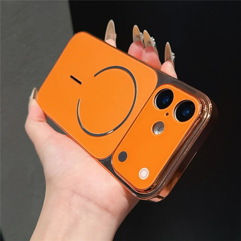 For iPhone 16 Pro Max Case Electroplated Frosted Shell Transfer to 17 Pro Max TPU PC Phone Cover - Orange