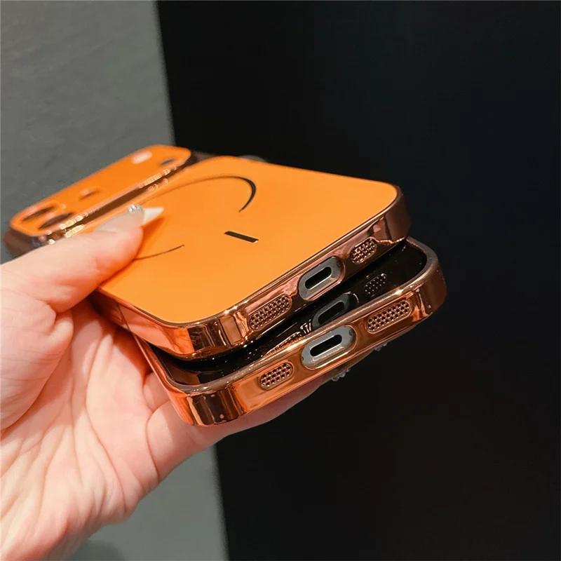 For iPhone 16 Pro Max Case Electroplated Frosted Shell Transfer to 17 Pro Max TPU PC Phone Cover - Orange