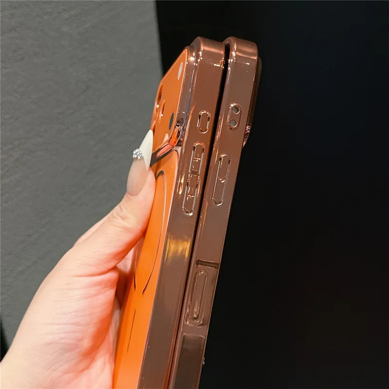 For iPhone 16 Pro Case Electroplated Frosted Shell Transfer to 17 Pro TPU PC Phone Cover - Orange