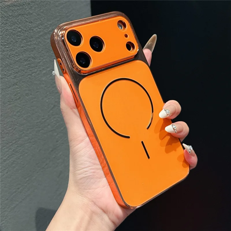 For iPhone 17 Pro Max Case Electroplated Frosted Shell Shockproof TPU PC Phone Cover - Orange
