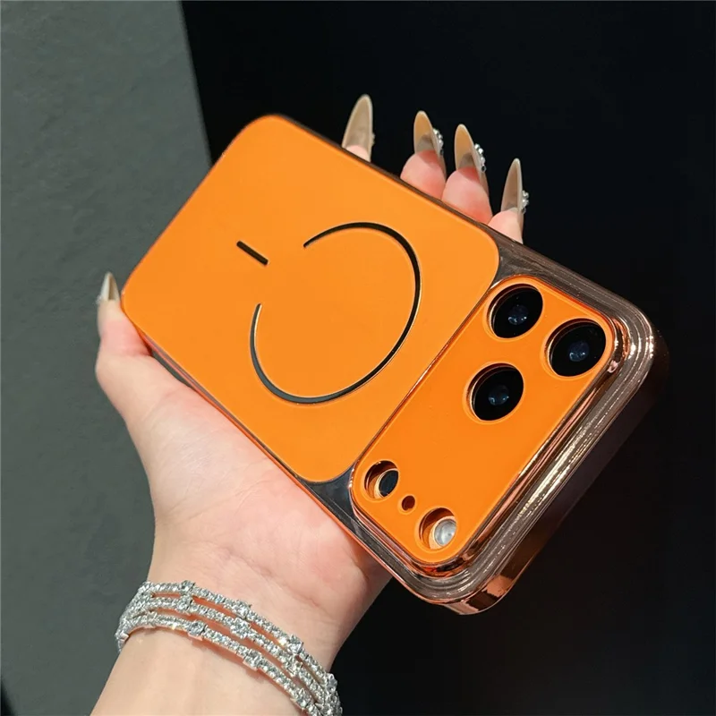 For iPhone 17 Pro Case Electroplated Frosted Shell Shockproof TPU PC Phone Cover - Orange