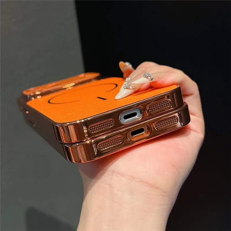 For iPhone 17 Pro Max Electroplated Phone Case Shockproof TPU PU Protective Back Cover - Litchi Texture