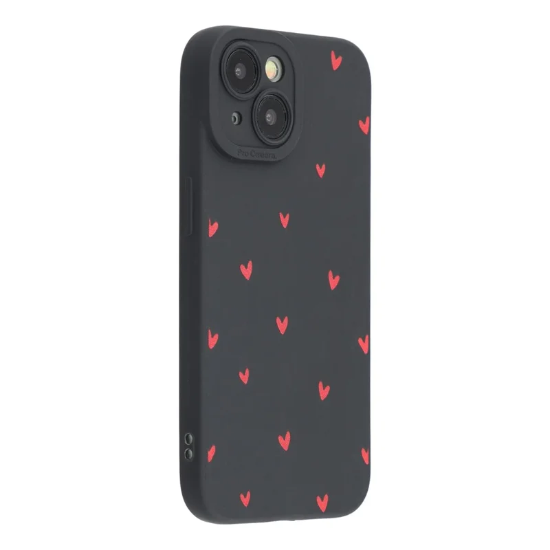 For iPhone 13 mini Case Heart Pattern TPU Phone Back Cover - Black / Red Hearts