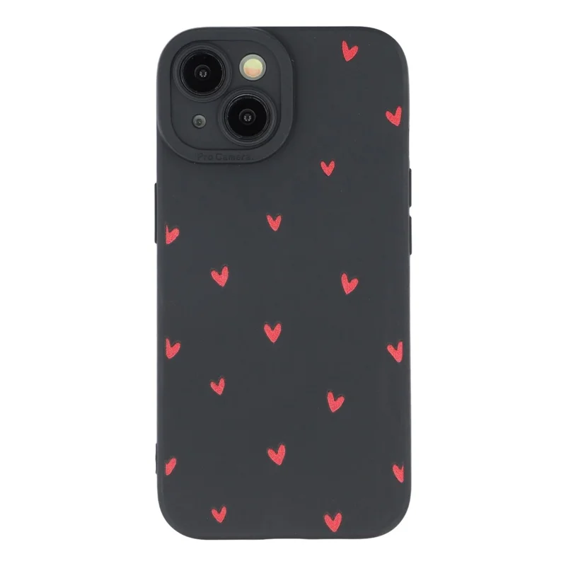 For iPhone 13 mini Case Heart Pattern TPU Phone Back Cover - Black / Red Hearts