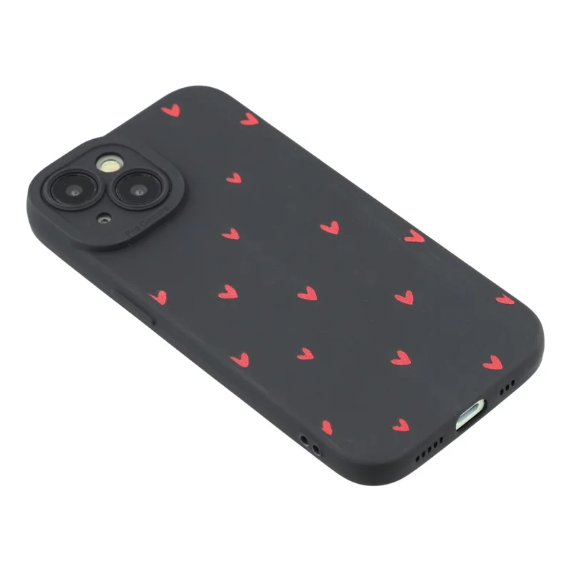 For iPhone 13 mini Case Heart Pattern TPU Phone Back Cover - Black / Red Hearts