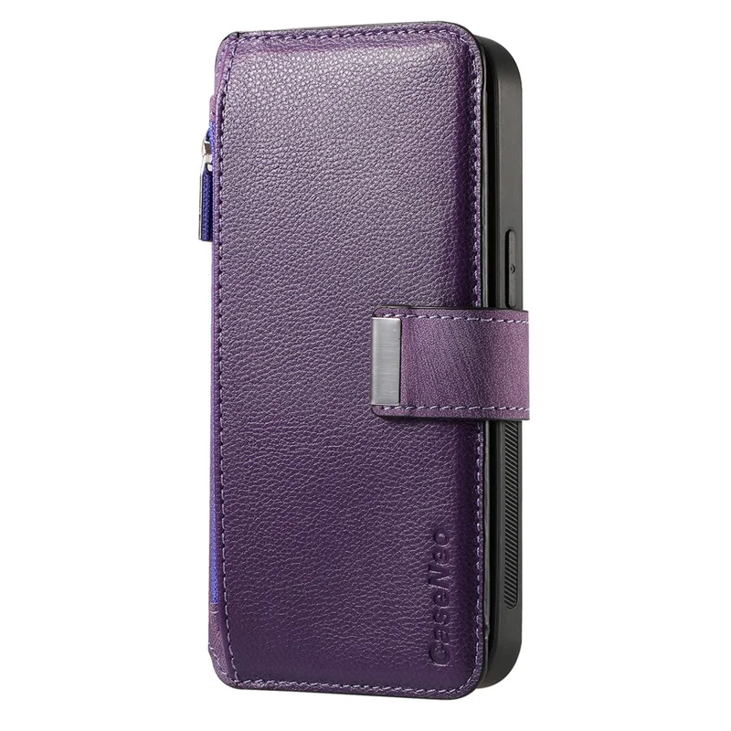 CASENEO MW-02 For iPhone 17 Case Detachable Magnetic Leather Flip Phone Cover - Purple