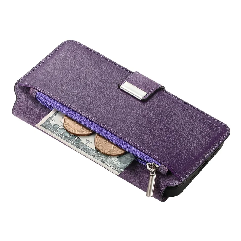 CASENEO MW-02 For iPhone 17 Case Detachable Magnetic Leather Flip Phone Cover - Purple