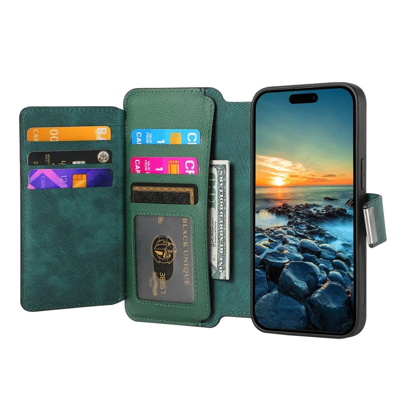 CASENEO MW-02 For iPhone Air Case Detachable Magnetic Leather Flip Phone Cover - Green