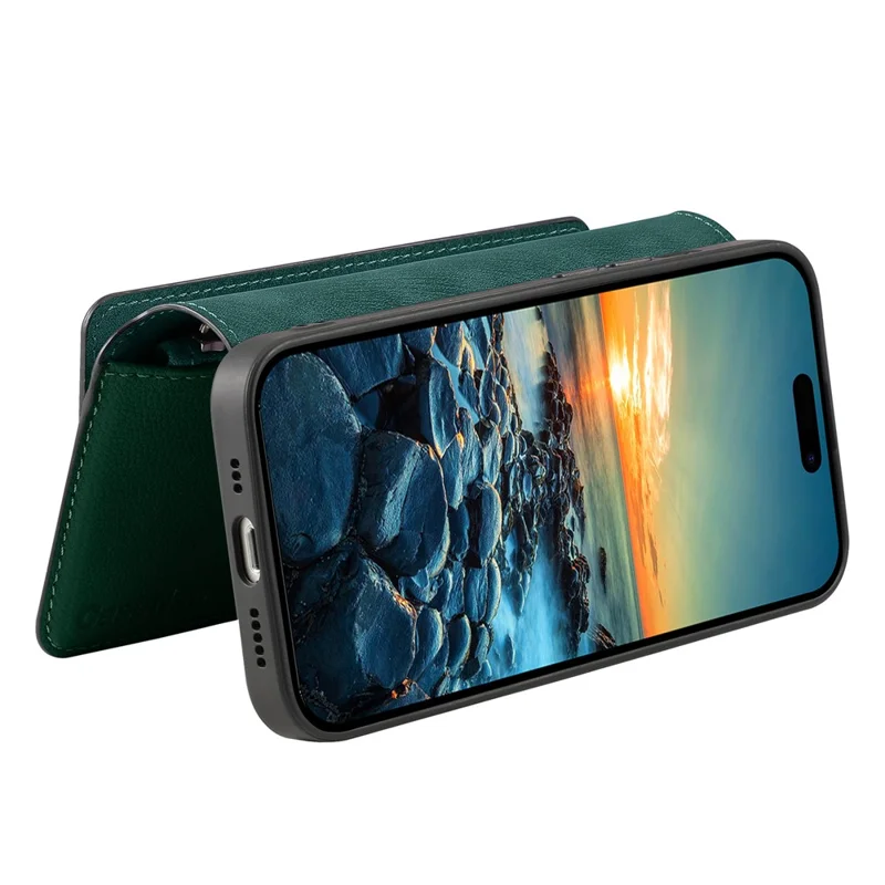 CASENEO MW-02 For iPhone Air Case Detachable Magnetic Leather Flip Phone Cover - Green
