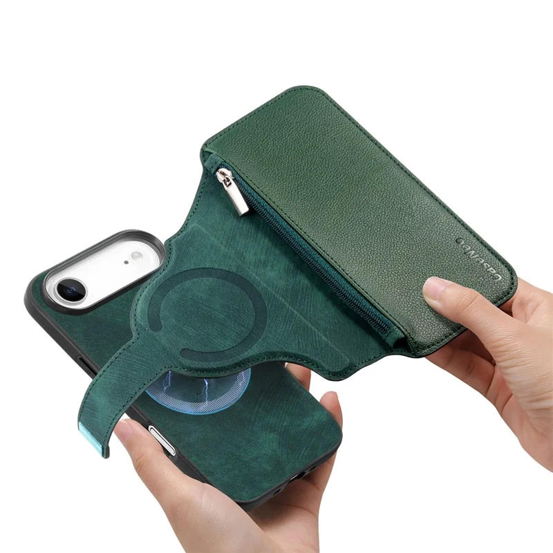 CASENEO MW-02 For iPhone Air Case Detachable Magnetic Leather Flip Phone Cover - Green
