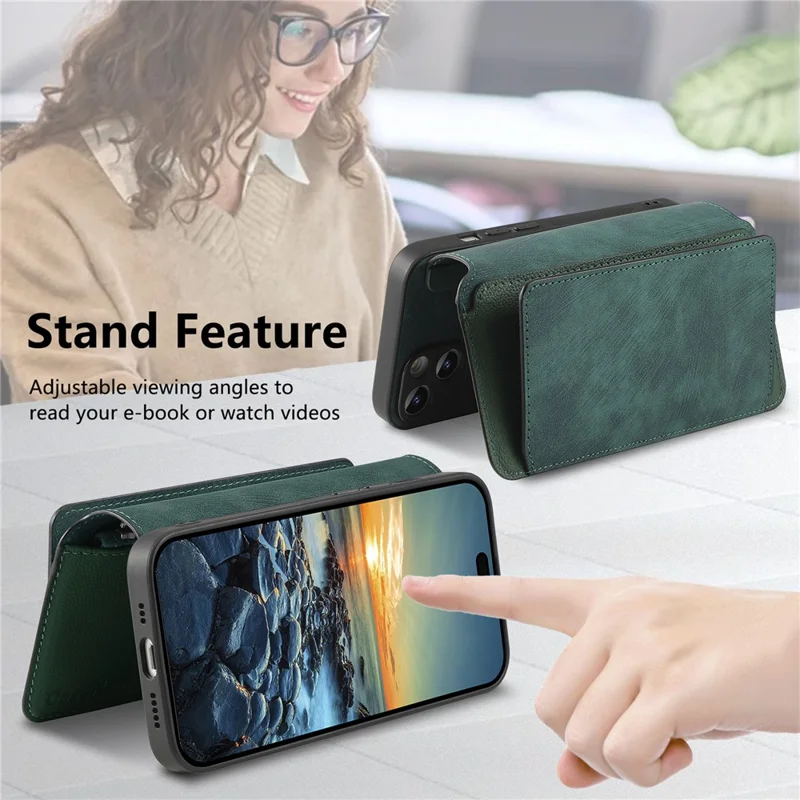 CASENEO MW-02 For iPhone Air Case Detachable Magnetic Leather Flip Phone Cover - Green