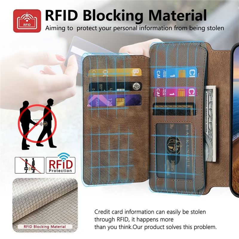 CASENEO MW-02 For iPhone 17 Pro Max Case Detachable Magnetic Leather Flip Phone Cover - Brown