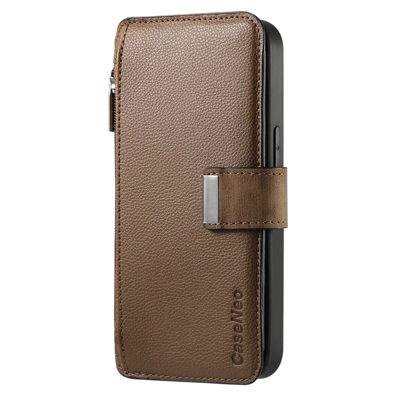 CASENEO MW-02 For iPhone 17 Pro Max Case Detachable Magnetic Leather Flip Phone Cover - Brown