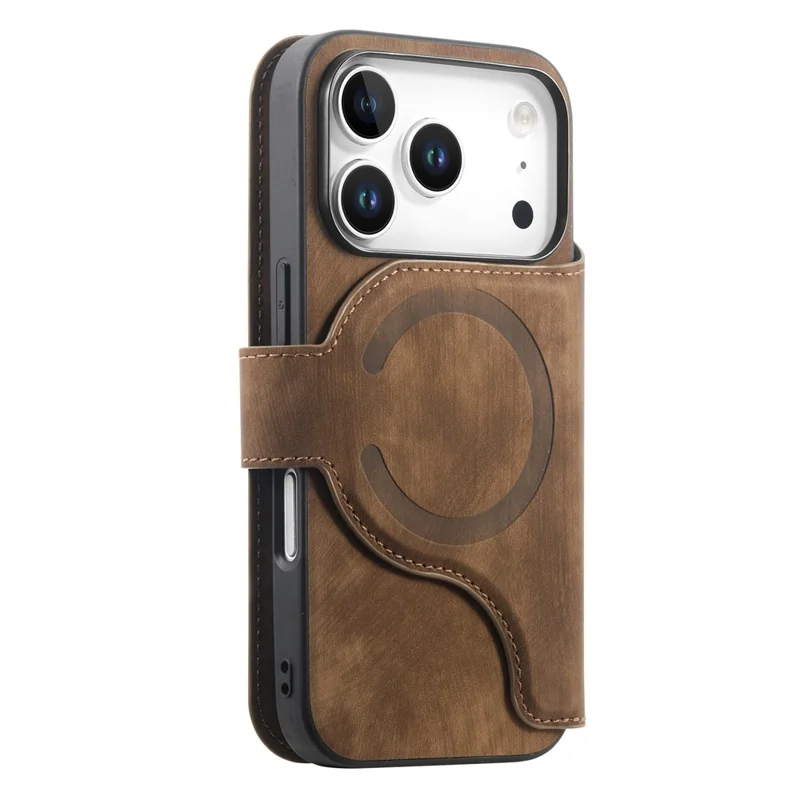 CASENEO MW-02 For iPhone 17 Pro Max Case Detachable Magnetic Leather Flip Phone Cover - Brown