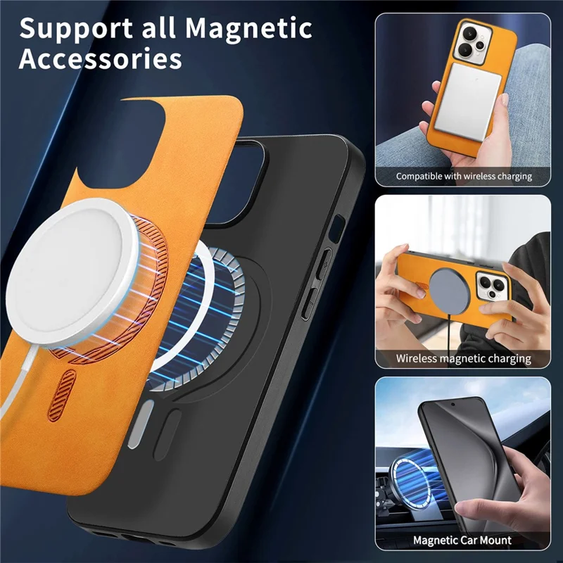 For Realme 15 5G Leather Back Magnetic Case Skin-touch Phone Cover - Brown