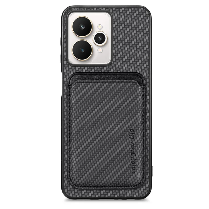 For Realme 15 5G Case Magnetic Detachable Card Holder Phone Back Cover - Black