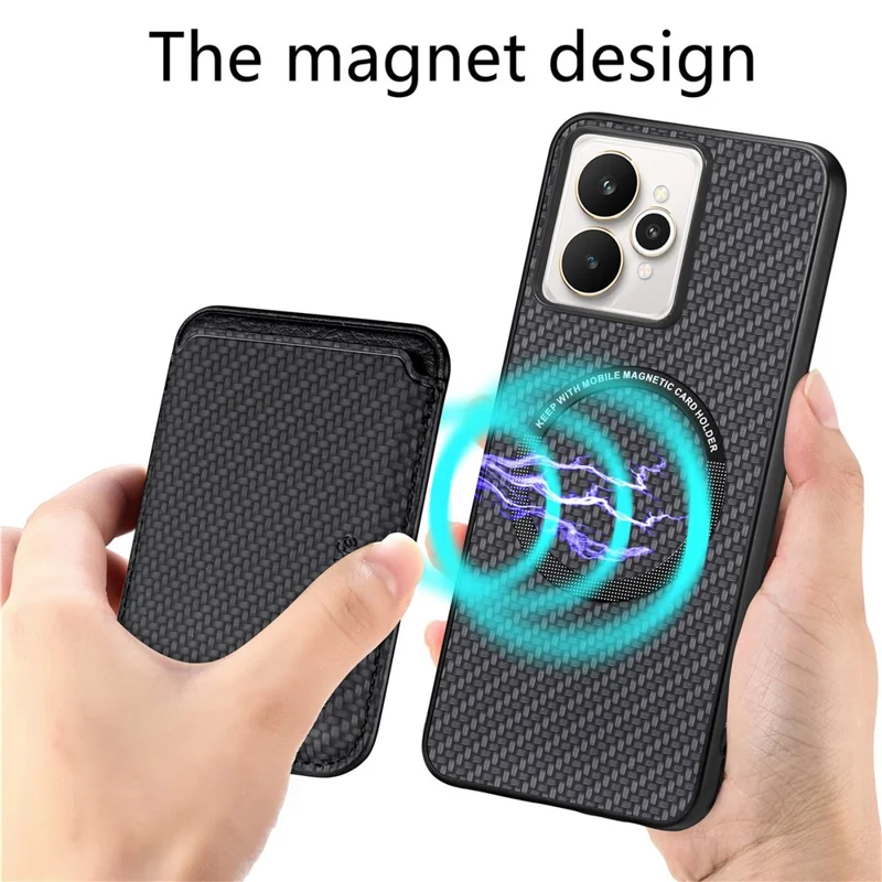 For Realme 15 5G Case Magnetic Detachable Card Holder Phone Back Cover - Black