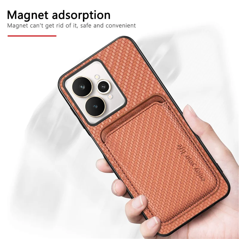 For Realme 15 5G Case Magnetic Detachable Card Holder Phone Back Cover - Black