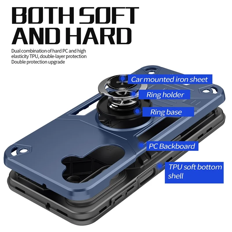 Zachte Behuizing voor Samsung Galaxy A17 4G / 5G met Ringhouder en Voetsteun PC + TPU Antivalt Cover - Zwart