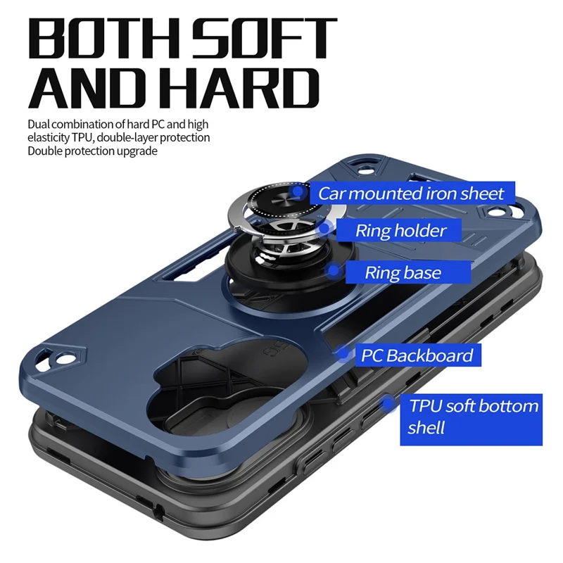 For Xiaomi Redmi Turbo 4 Pro 5G / Poco F7 5G Case with Ring Holder Kickstand PC + TPU Anti-Fall Phone Cover - Black