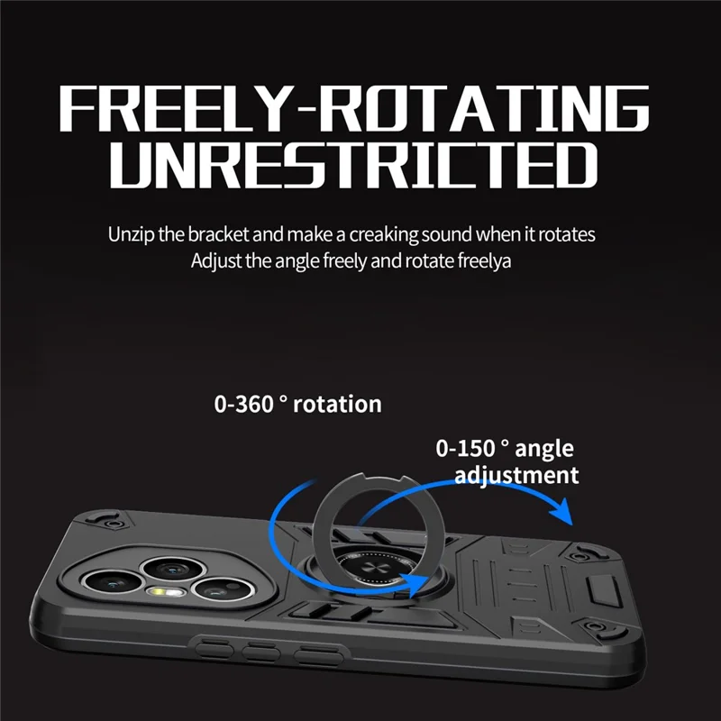 For Honor 400 Pro 5G (Global) Case with Ring Holder Kickstand PC + TPU Anti-Fall Phone Cover - Black