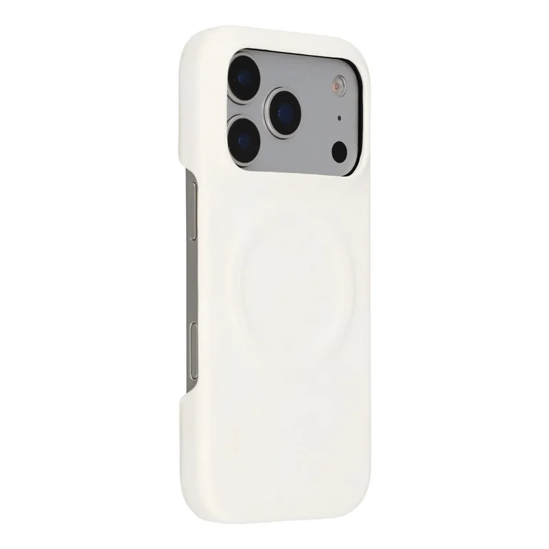 For iPhone 18 Pro / 17 Pro Case Compatible with MagSafe Skin-Touch Leather + PC Back Cover - White