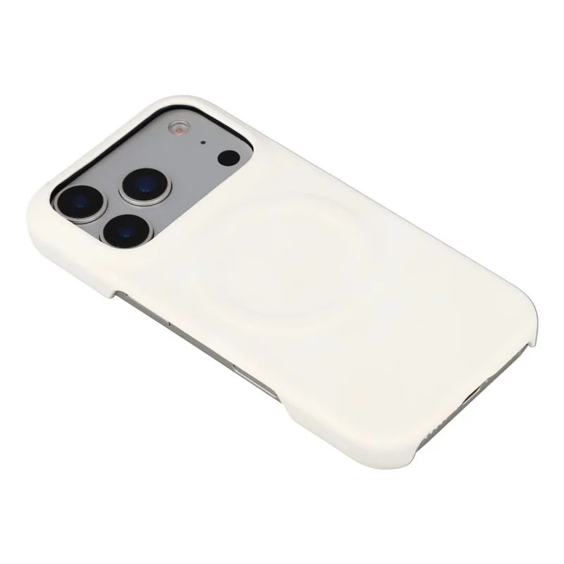 For iPhone 18 Pro / 17 Pro Case Compatible with MagSafe Skin-Touch Leather + PC Back Cover - White