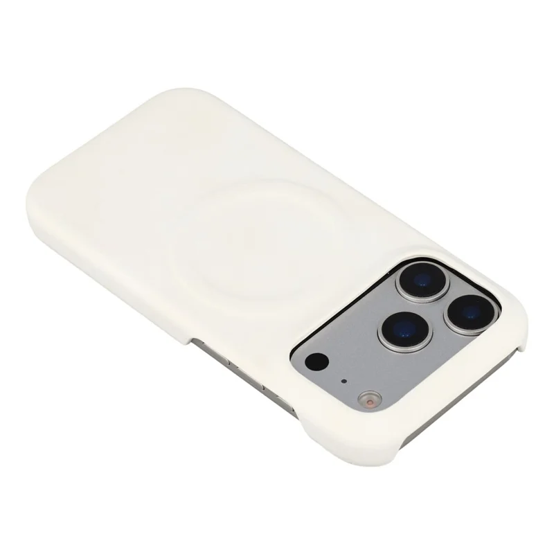 For iPhone 18 Pro / 17 Pro Case Compatible with MagSafe Skin-Touch Leather + PC Back Cover - White